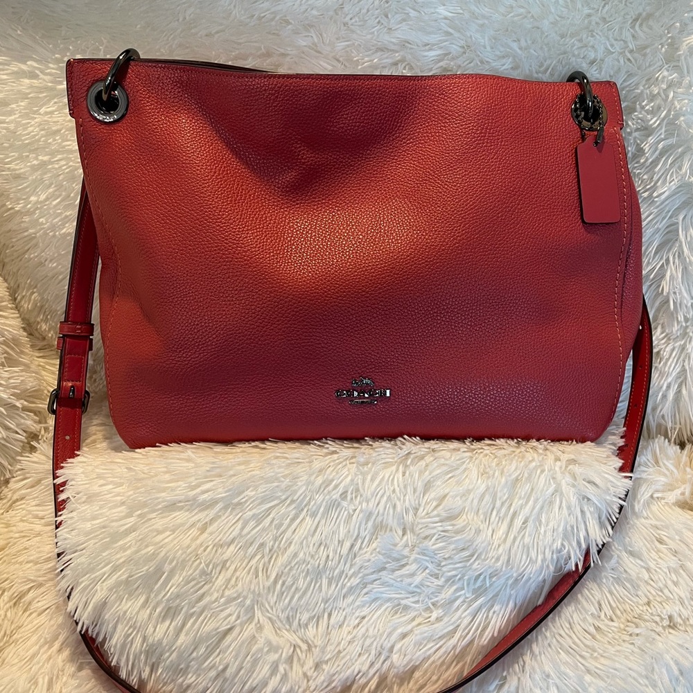 Coach Leather Clarkson Hobo Washed Red/Gunmetal